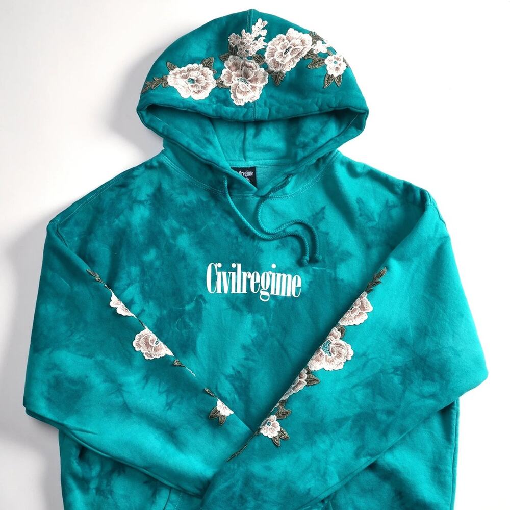 Civil Regime Blue Aqua Wash Hoodie Size Large